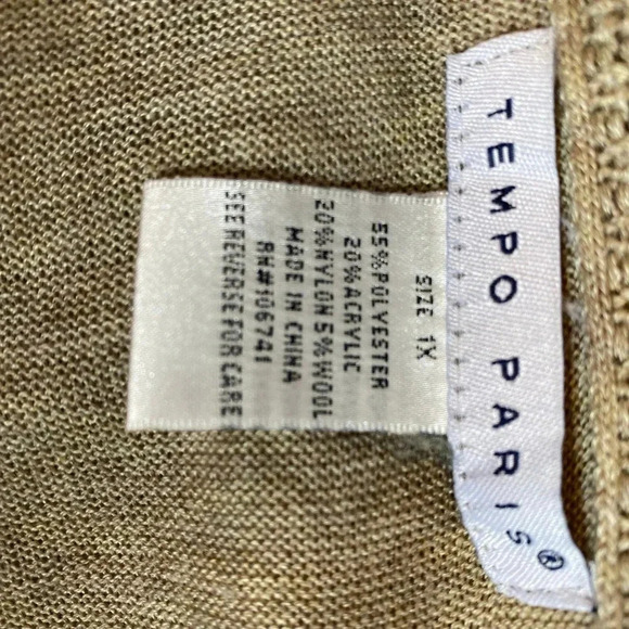 Tempo Paris Beige Knit Cowl Neck Sweater Soft Cozy Light Women Plus 1X Stretch - Picture 4 of 6
